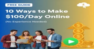 Person earning $100 a day online using laptop for freelance and digital work