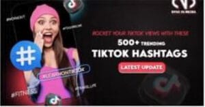 Screenshot showing TikTok Viral Hashtags Generator results with trending hashtag list and engagement analytics