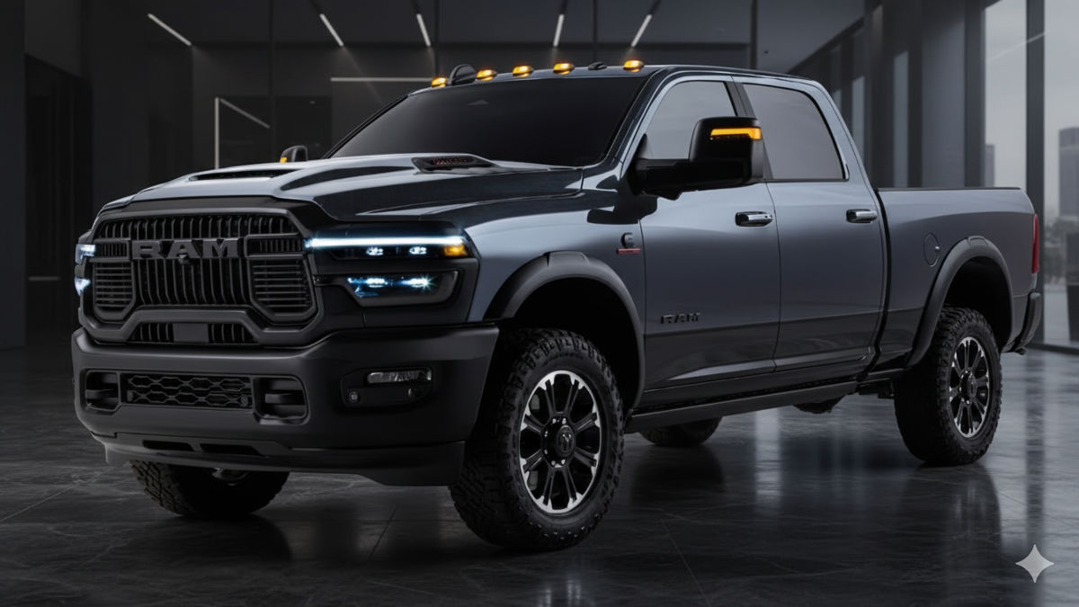2026 Ram 3500 heavy-duty pickup truck on display