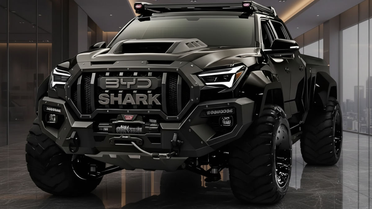 2027 BYD Shark hybrid pickup truck exterior view