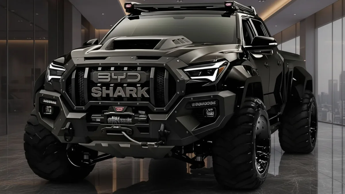 2027 BYD Shark hybrid pickup truck exterior view